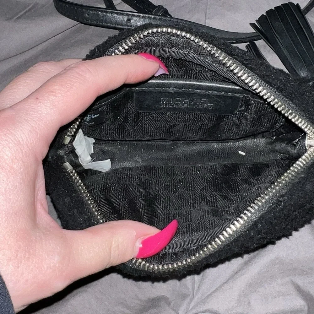 MICHAEL Michael Kors Jet Set Travel Small‎ Chain Shearling Crossbody Black Purse